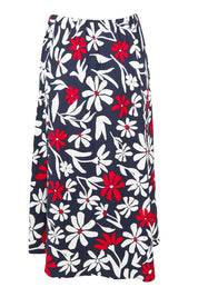 Product shot of the Indie Floral Lyocell Linen Skirt in colour Indieprint, from the back