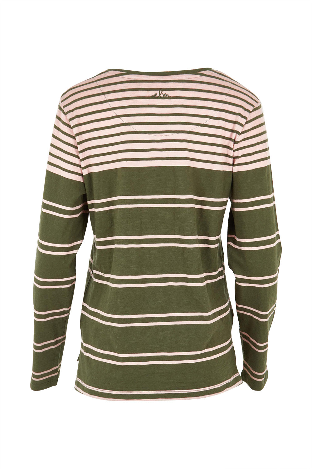 Product shot of the Lexa Stripe Long Sleeve Cotton Tee in colour Cloverpink, from the back