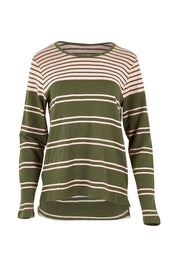 Product shot of the Lexa Stripe Long Sleeve Cotton Tee in colour Cloverpink, from the front