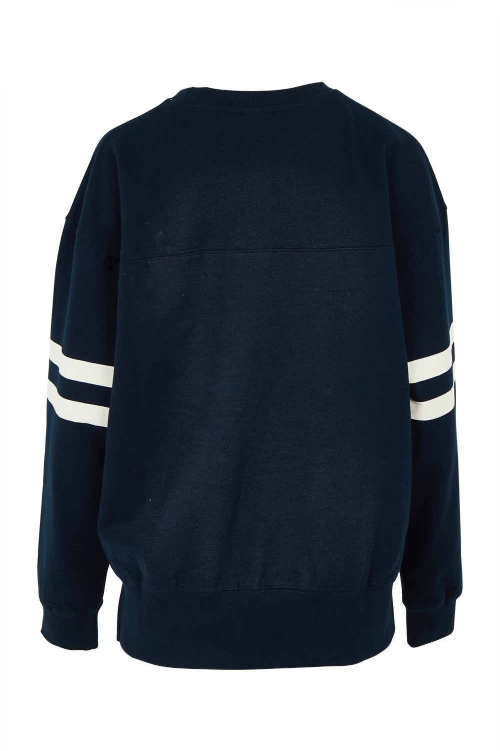 Product shot of the Adora Cotton Blend Crew in colour Drksapphir (Blue), from the back