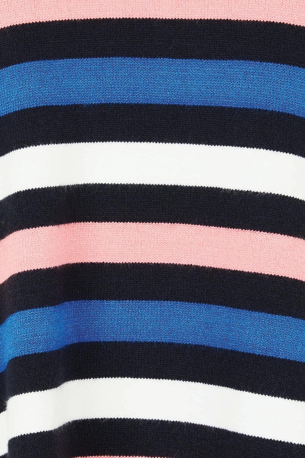 Product shot of the Logan Stripe Knit in colour Navy (Blue), detail