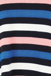 Product shot of the Logan Stripe Knit in colour Navy (Blue), detail