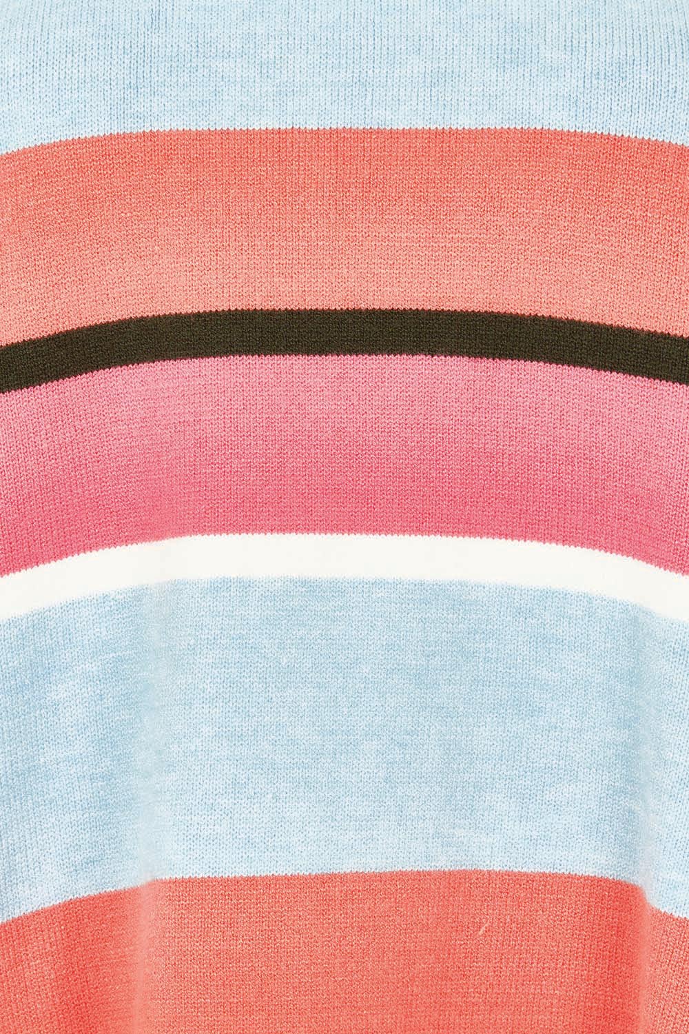 Product shot of the Lacey Stripe Knit in colour Navypink, detail