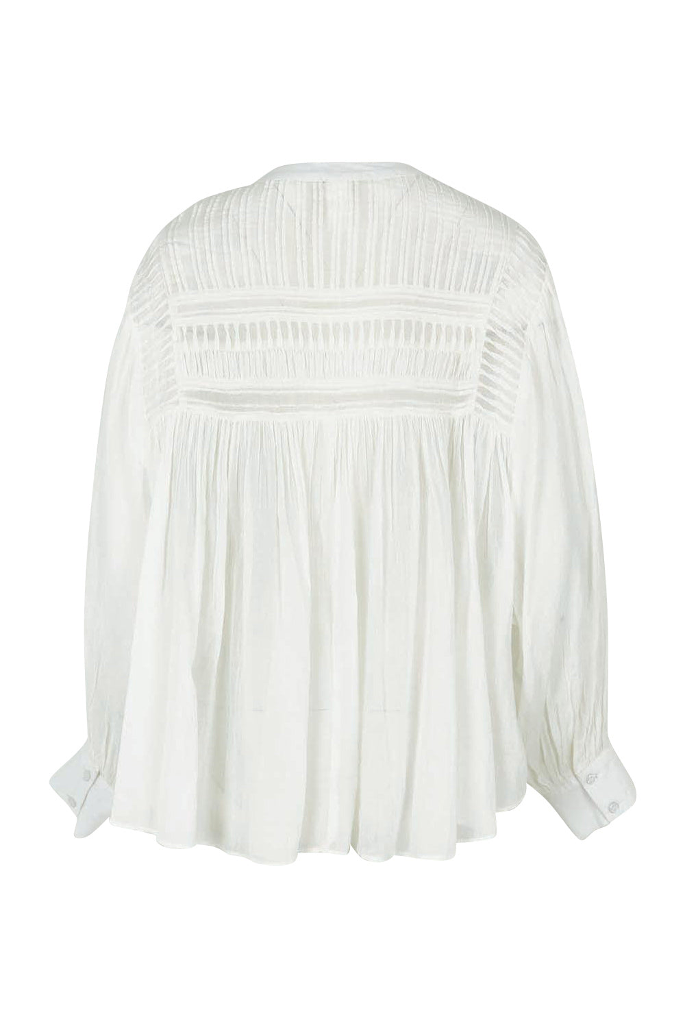 Product shot of the Montana Cotton Blouse in colour Marshmello (White), from the back