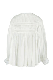 Product shot of the Montana Cotton Blouse in colour Marshmello (White), from the back