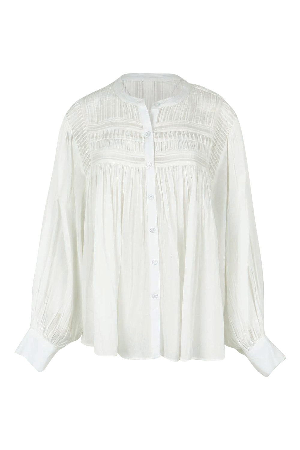 Product shot of the Montana Cotton Blouse in colour Marshmello (White), from the front