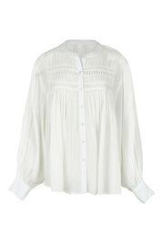 Product shot of the Montana Cotton Blouse in colour Marshmello (White), from the front