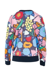 Product shot of the Flower Medley Cotton Crew in colour Multiflora, from the back