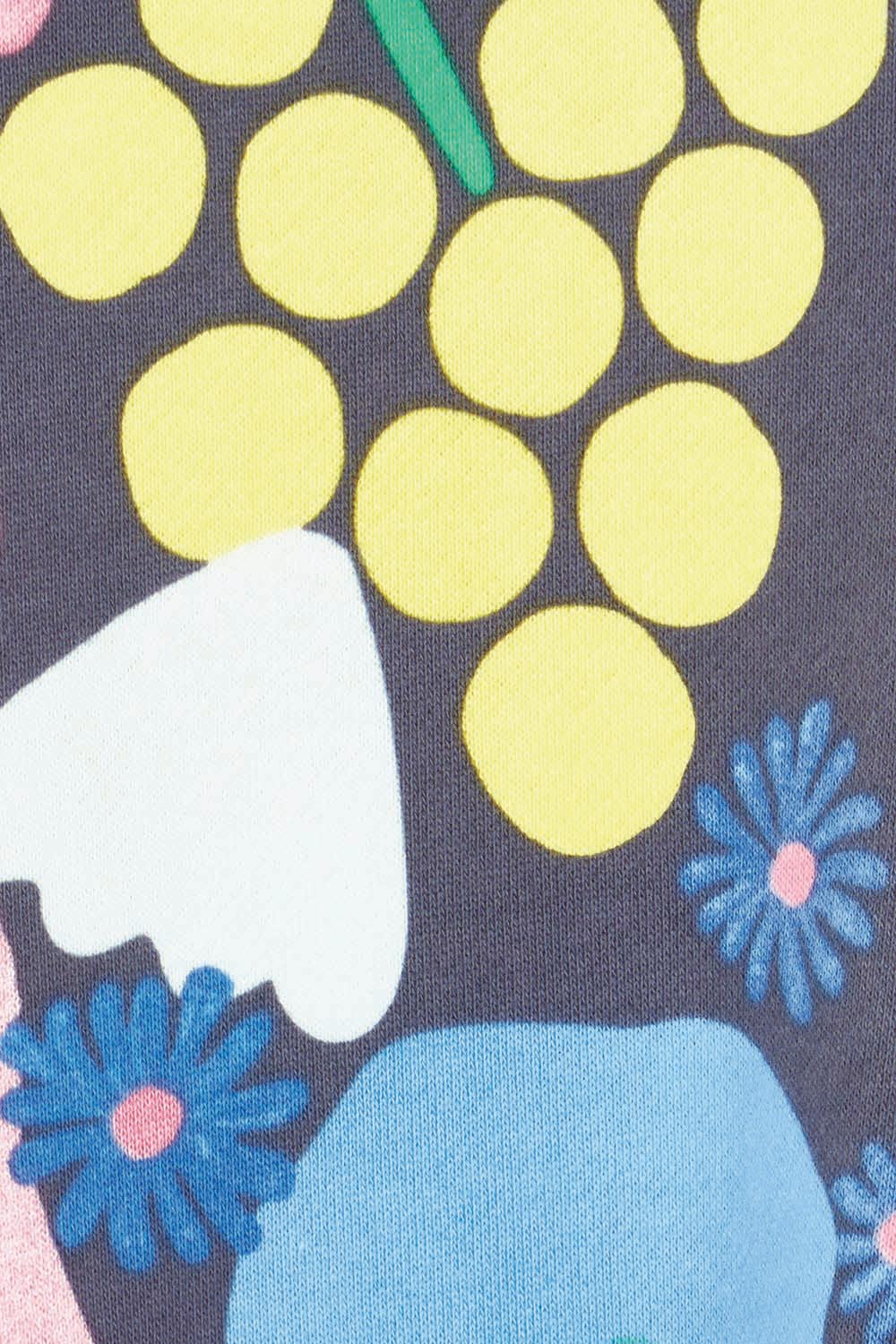 Product shot of the Flower Medley Cotton Crew in colour Multiflora, detail