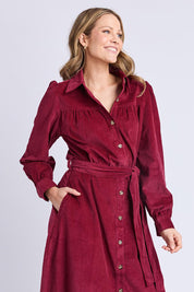 Serena Cord Dress – Maroon
