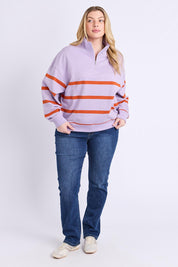Lane Zip Cotton Blend Crew – Lilac