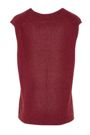 Product shot of the Bowie Cotton Blend Knit Vest in colour Plum (Red), from the back