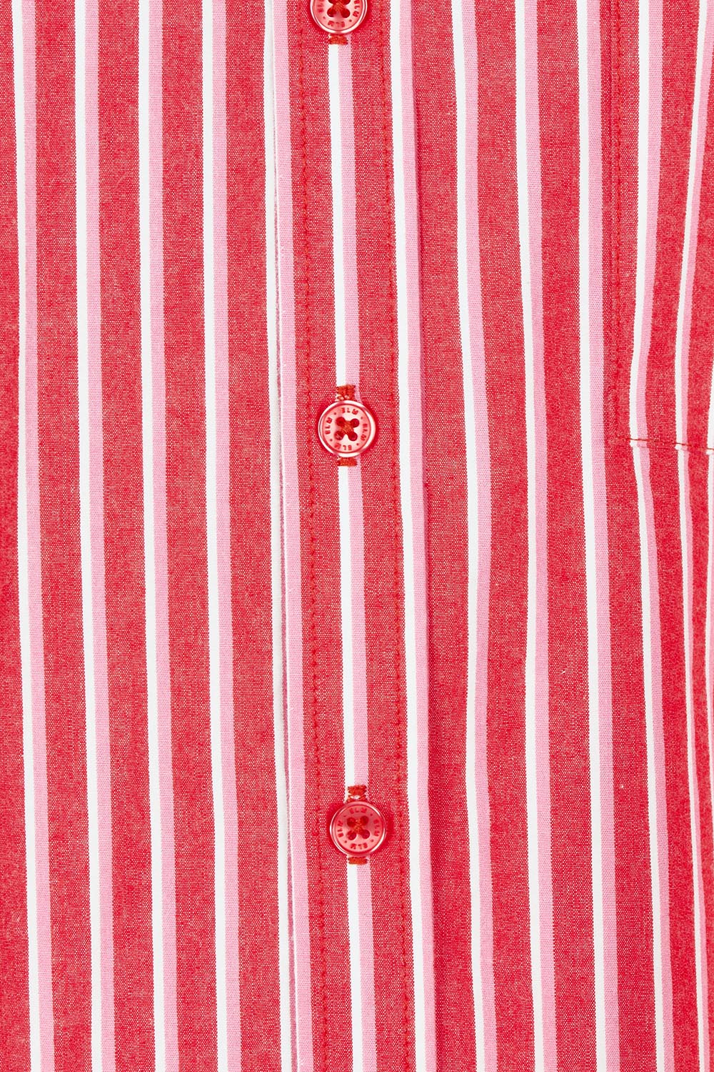 Product shot of the Frankie Striped Cotton Shirt in colour Cayenestri (Red), detail