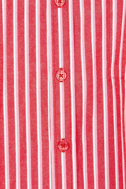 Product shot of the Frankie Striped Cotton Shirt in colour Cayenestri (Red), detail