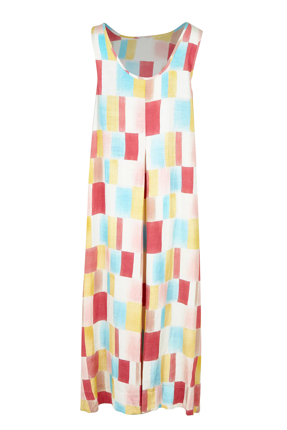 Product shot of the Cinque Linen Blend Dress in colour Cinquet, from the back