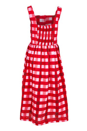 Product shot of the Edin Cotton Dress in colour Poppycheck, from the back