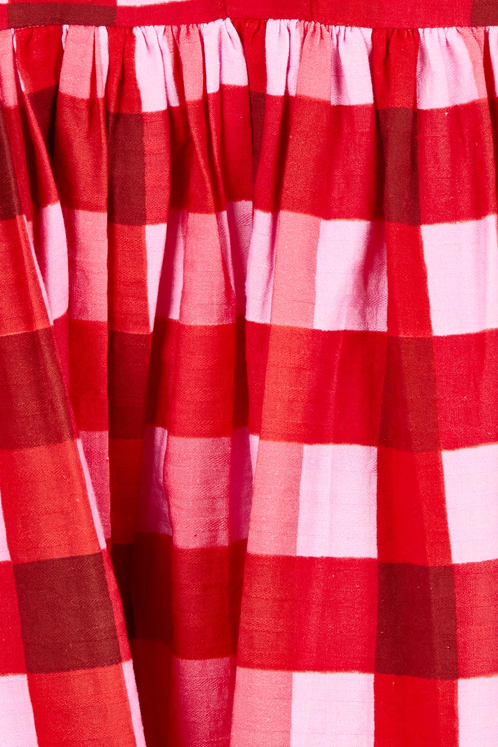 Product shot of the Edin Cotton Dress in colour Poppycheck, detail