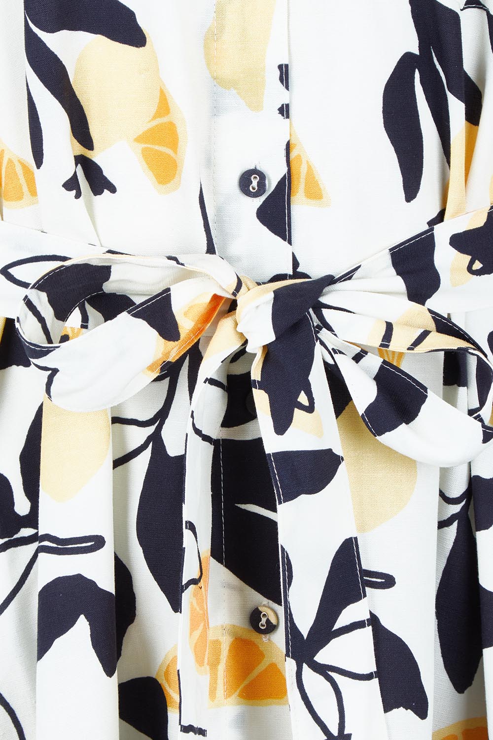 Product shot of the Limone Lyocell Linen Dress in colour Limone, detail