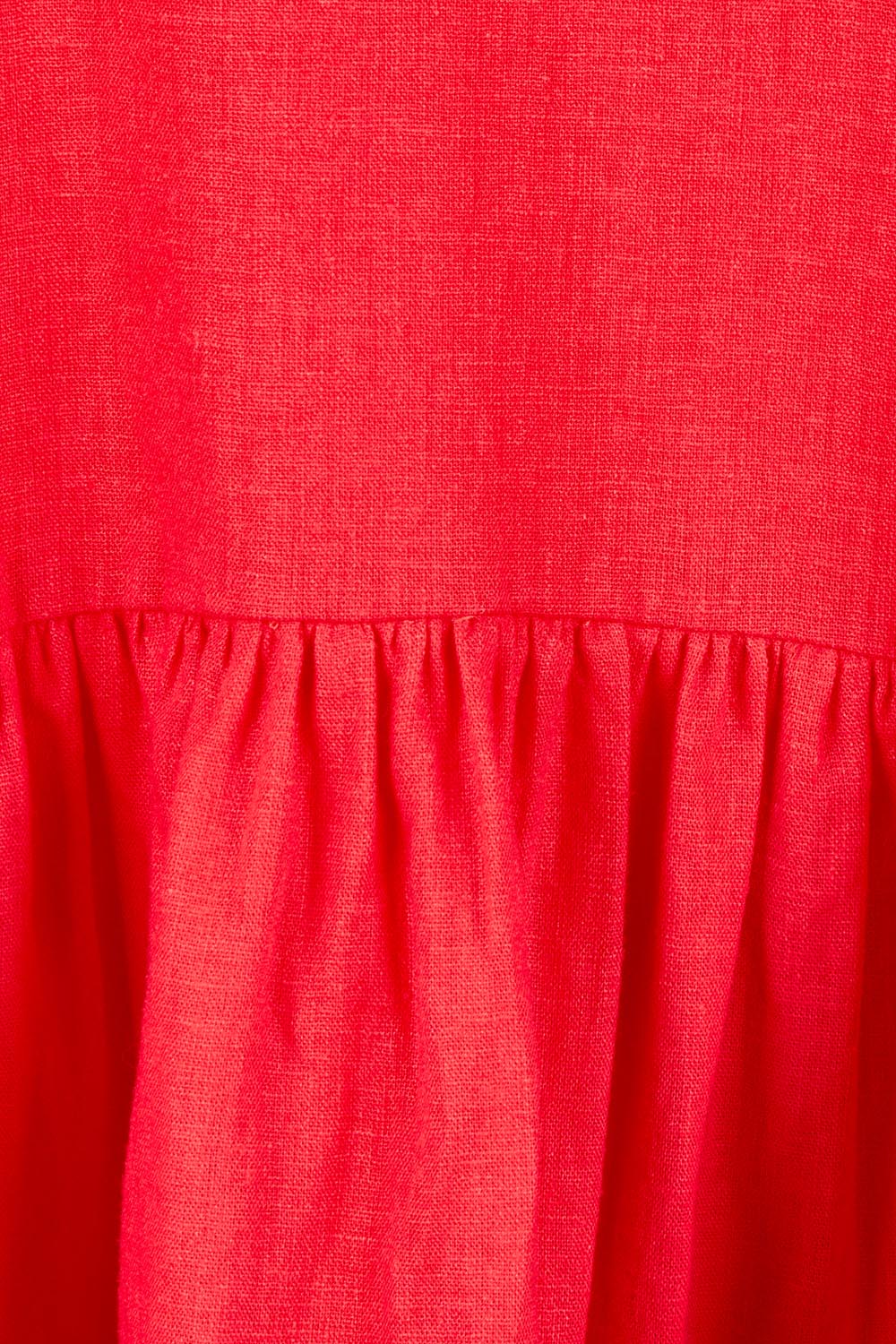 Product shot of the Sunset Hour Linen Blend Dress in colour Poppy (Red), detail