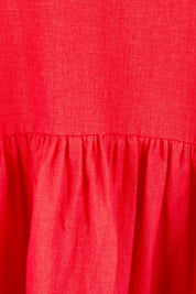 Product shot of the Sunset Hour Linen Blend Dress in colour Poppy (Red), detail