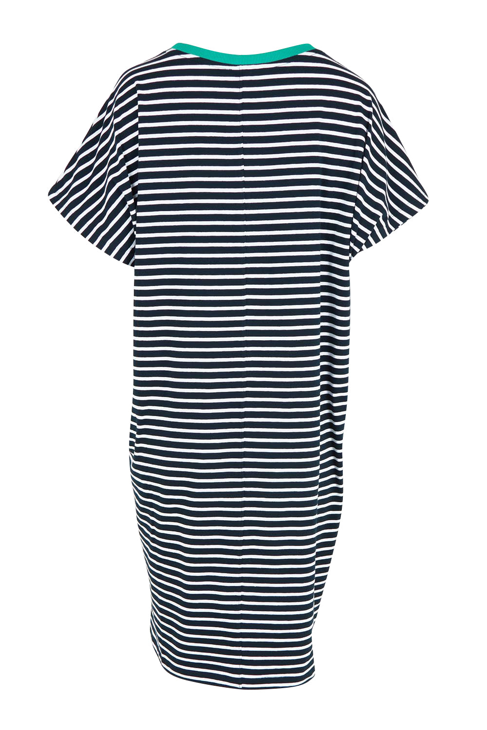 Product shot of the Sabrina Cotton Dress in colour Navywhite, from the back