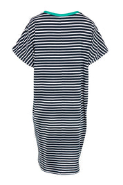 Product shot of the Sabrina Cotton Dress in colour Navywhite, from the back