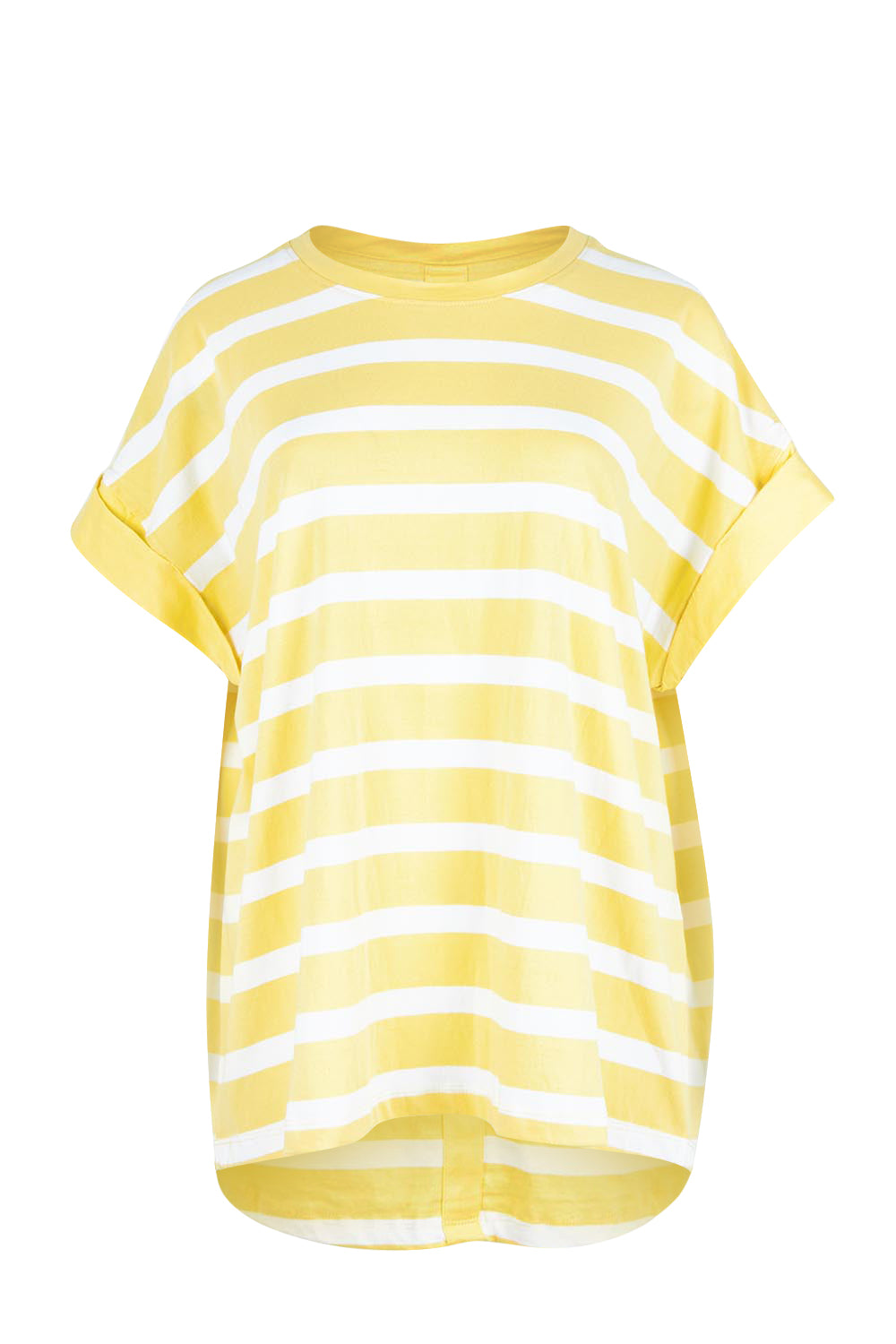 Product shot of the Maddison Cotton Tee in colour Banana, from the front