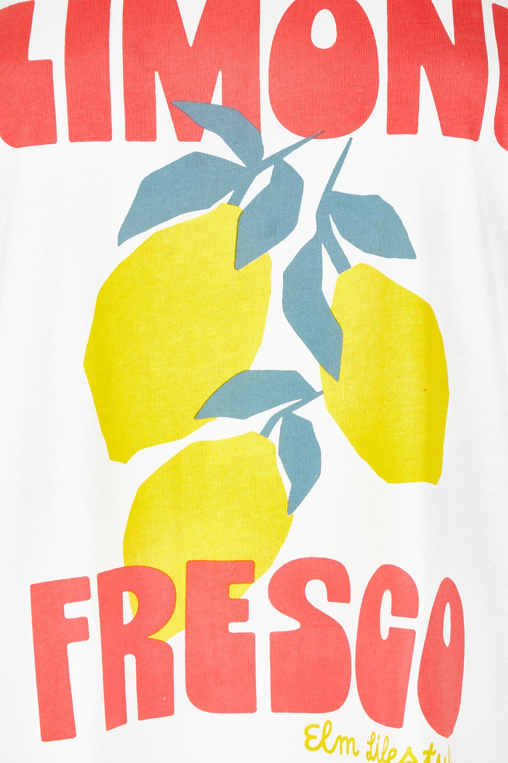 Product shot of the Limone Fresco Cotton Tee in colour White (White), detail