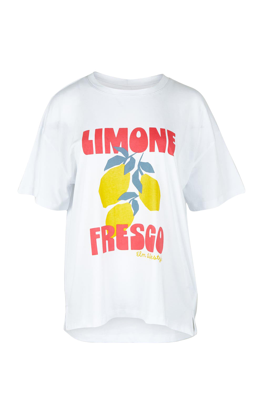 Product shot of the Limone Fresco Cotton Tee in colour White (White), from the front