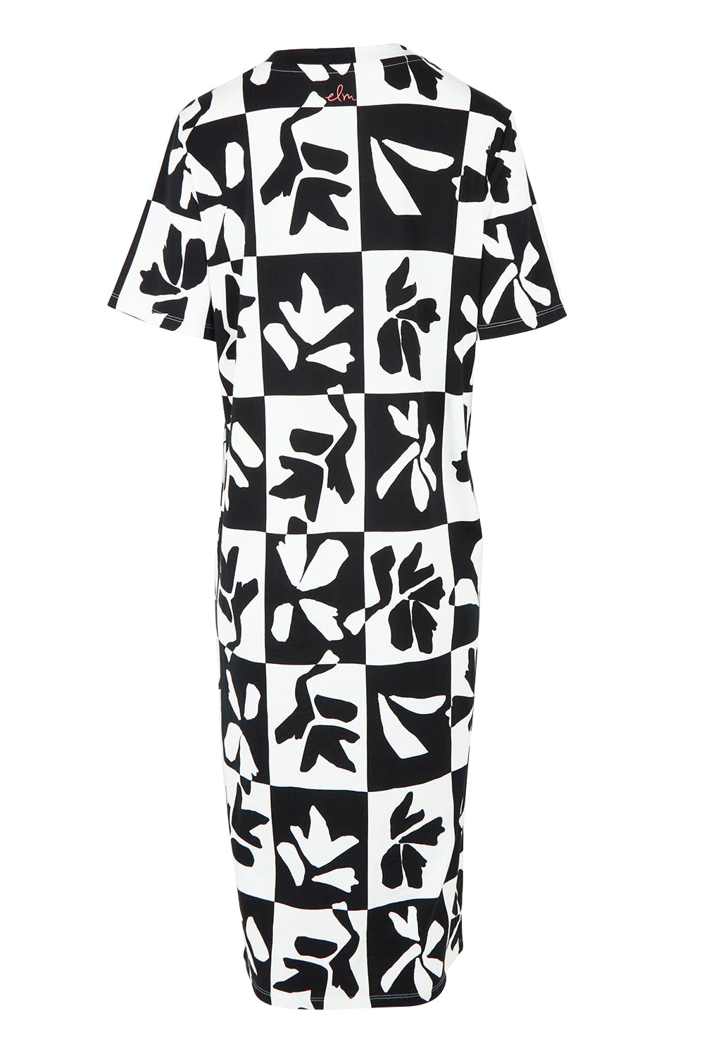 Product shot of the Splice Cotton Dress in colour Blackwhite, from the back