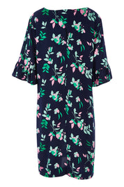 Product shot of the Magnolia Shift Dress in colour Navy (Blue), from the back