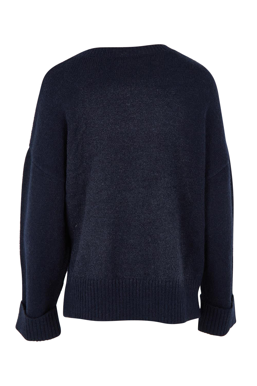 Product shot of the Lobster Intersaid Knit in colour Navy (Blue), from the back