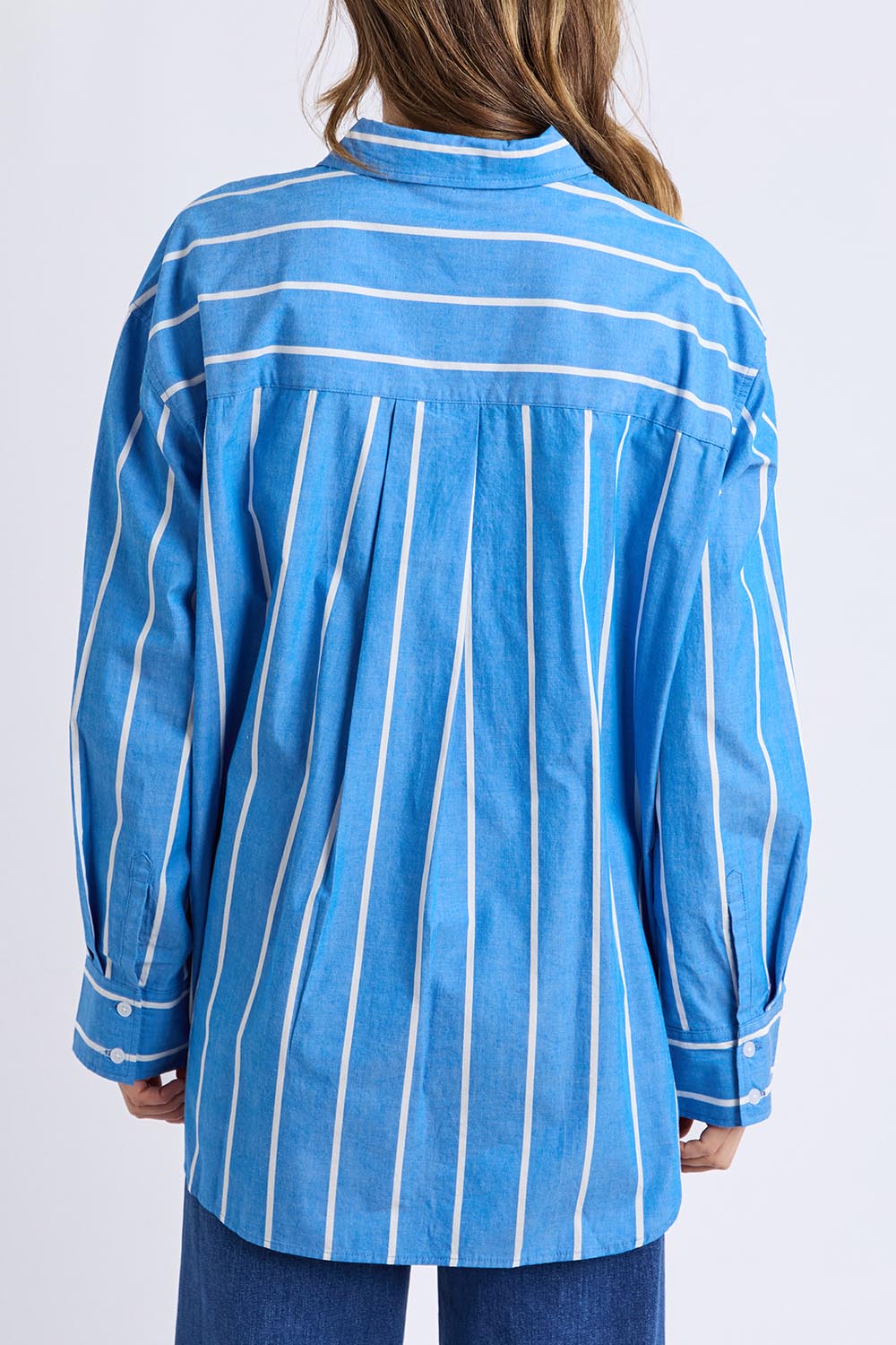 Mia Striped Cotton Shirt – Royalblue