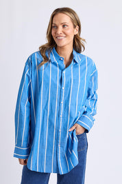 Mia Striped Cotton Shirt – Royalblue