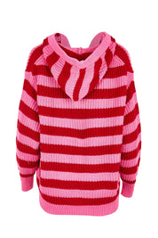 Stripe Cotton Hooded Knit – Cranberry
