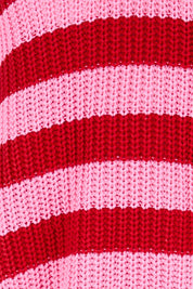 Stripe Cotton Hooded Knit – Cranberry