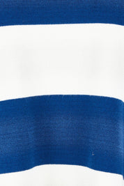 Product shot of the Elvie Block Stripe Knit in colour Navystripe, detail