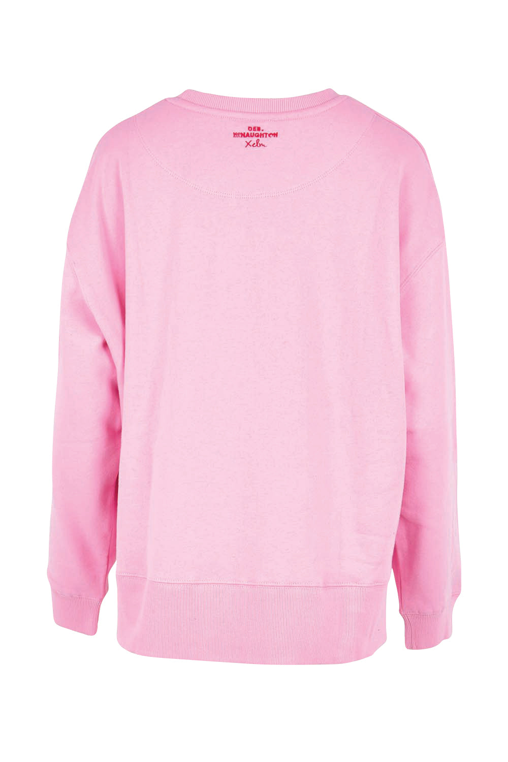 Product shot of the Deb McNaughton Cotton Blend Crew – Prettypink in colour Prettypink, from the back