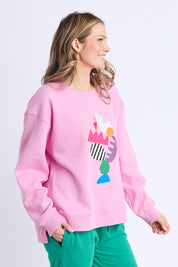 Model Genericm wearing size sample of the Deb Mcnaughton Crew – Prettypink in colour Prettypink, from an angle