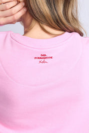 Model Genericm wearing size sample of the Deb Mcnaughton Crew – Prettypink in colour Prettypink, from the back