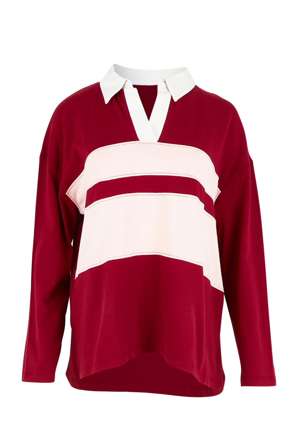 Maja Cotton Rugby Top – Maroon