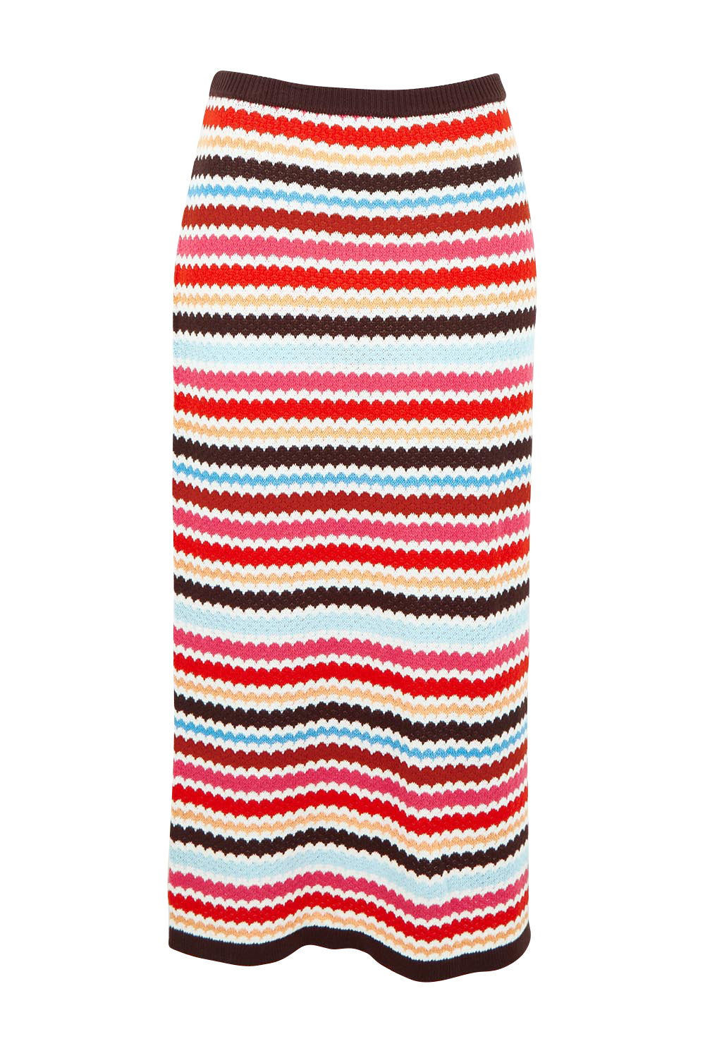 Product shot of the Retro Reef Knit Skirt – Multi in colour Multi, from the front