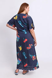 Model Genericm wearing size sample of the Market Dress – Navymarket in colour Navymarket, from the front