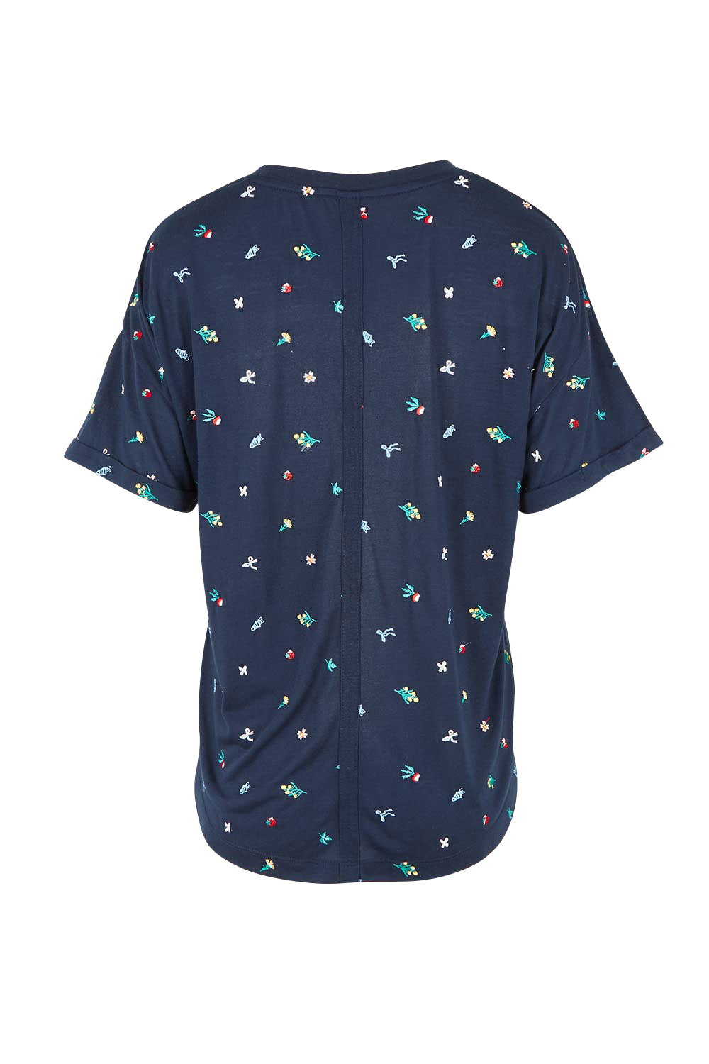 Product shot of the Festive Market Tee – Navy in colour Navy, from the back