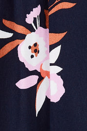 Product shot of the Sloanne Floral Dress in colour Navy (Blue), detail