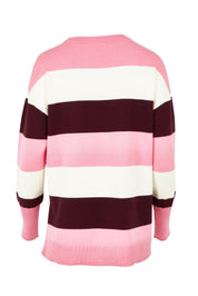 Product shot of the Hallie Stripe Knit in colour Pinkmarsh, from the back