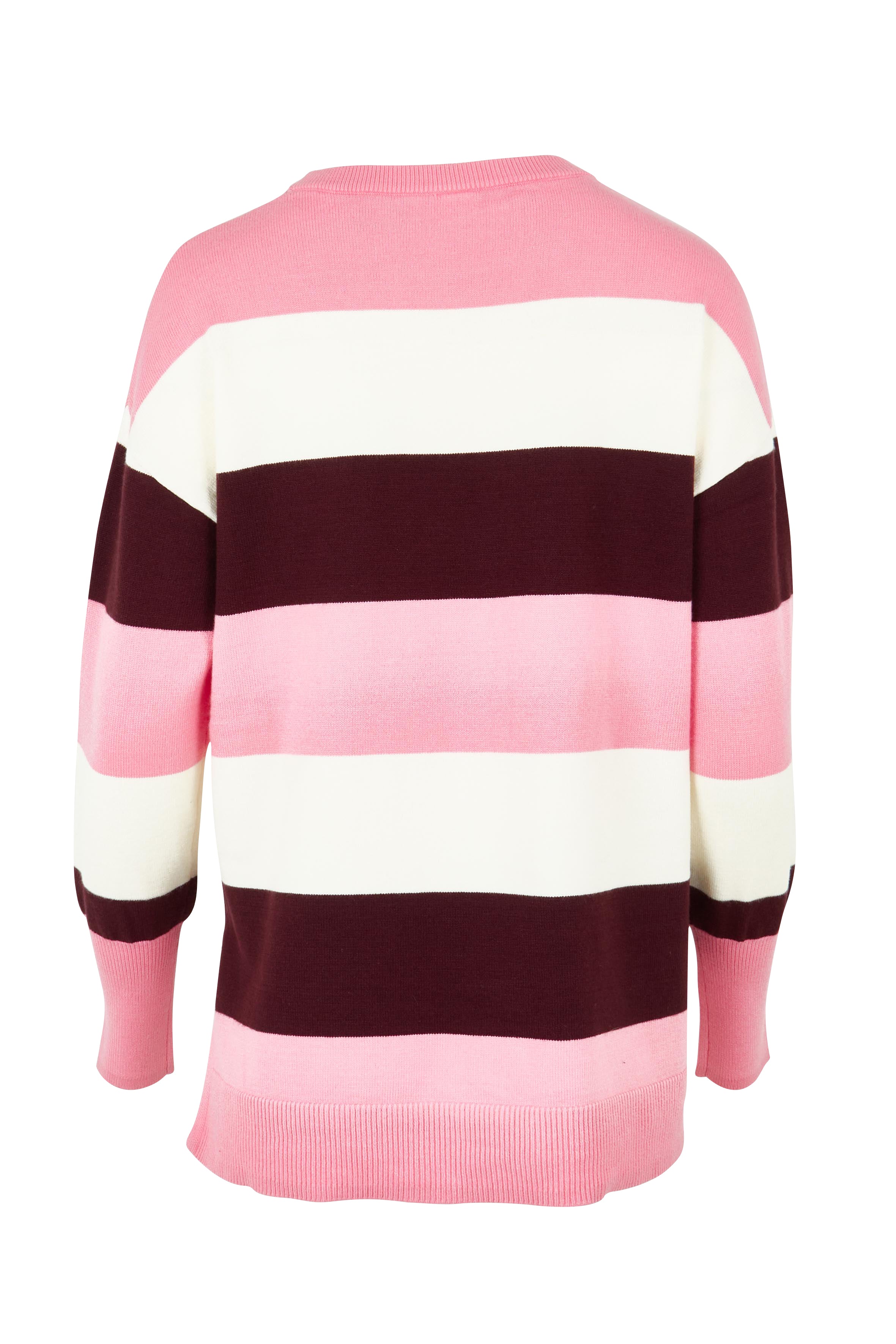Product shot of the Hallie Stripe Knit in colour Pinkmarsh, from the back