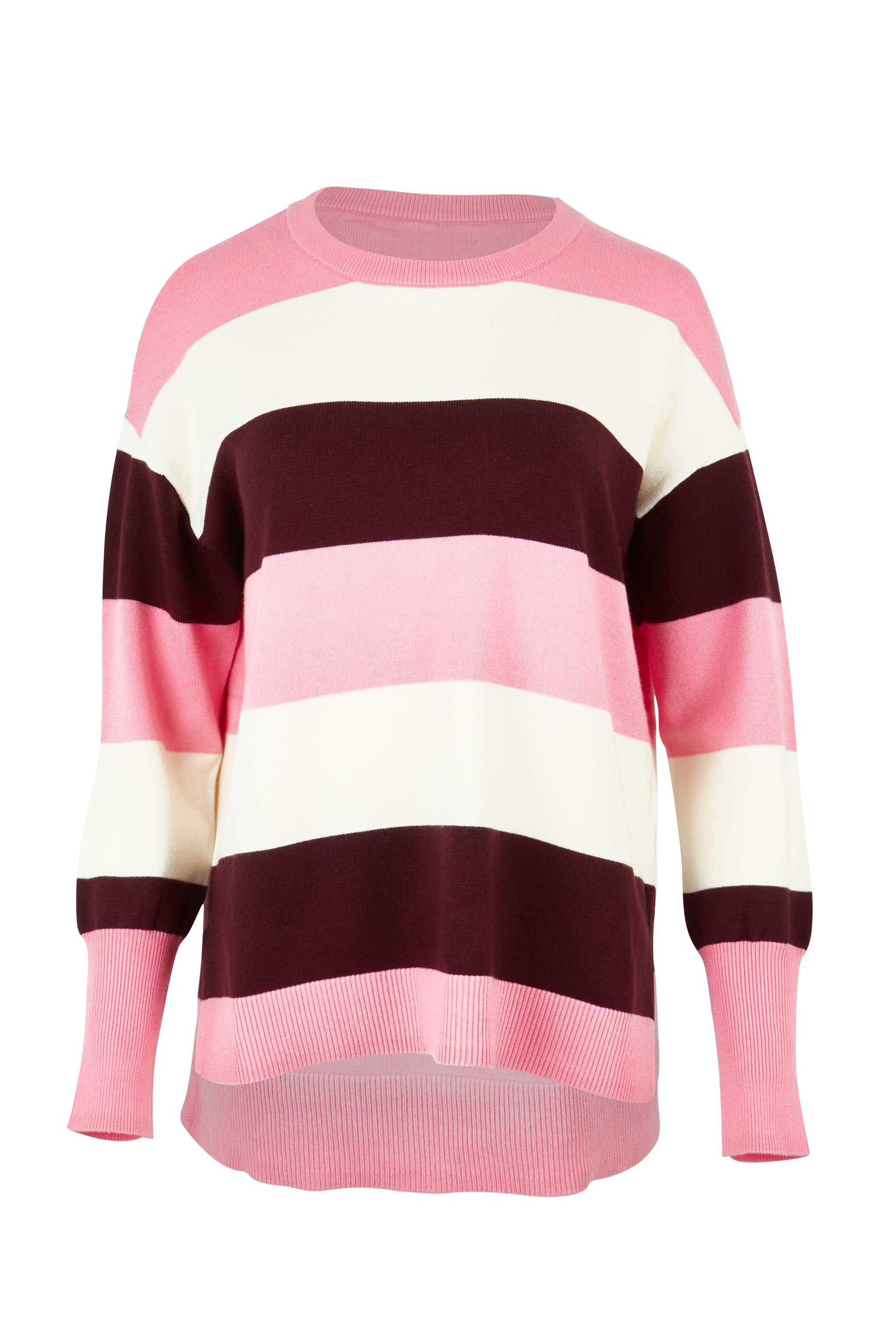 Product shot of the Hallie Stripe Knit in colour Pinkmarsh, from the front