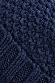 Product shot of the Berry Beanie in colour Navy (Blue), detail