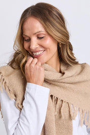 Fringed Triangle Scarf - Oatmeal